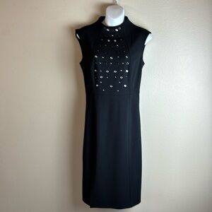 Ivanka Trump Women’s Little Black Dress Silver Detail Size 4